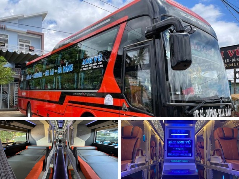 Nhà xe Anh Vũ từ Đà Nẵng đi Gia Lai với mẫu xe Limousine giường nằm 34 chỗ và Limousine 24 phòng