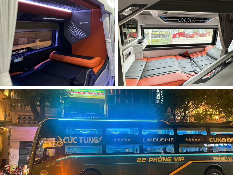 Nhà xe Cúc Tùng Limousine từ Đà Nẵng đi Nha Trang với loại xe Limousine giường nằm đơn 22 chỗ