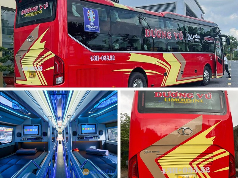Nhà xe Dương Vũ từ Đà Nẵng đi Nghệ An với Loại xe Limousine 24 phòng VIP