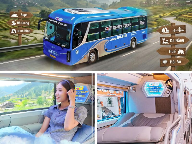 Nhà xe G8 Sapa Open Tour tuyến Đà Nẵng đi Hà Nội với xe Limousine giường 24 chỗ
