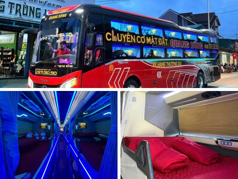 Nhà xe Quang Dũng VIP Limousine khởi hành từ Đà Lạt đi Hội An với loại xe Limousine 22 phòng